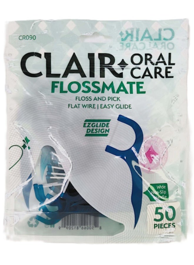 Clair FlossMate Dental Floss Picks – 50 Pieces, Wide Non-Slip Handle, EZGlide Design - Image 4